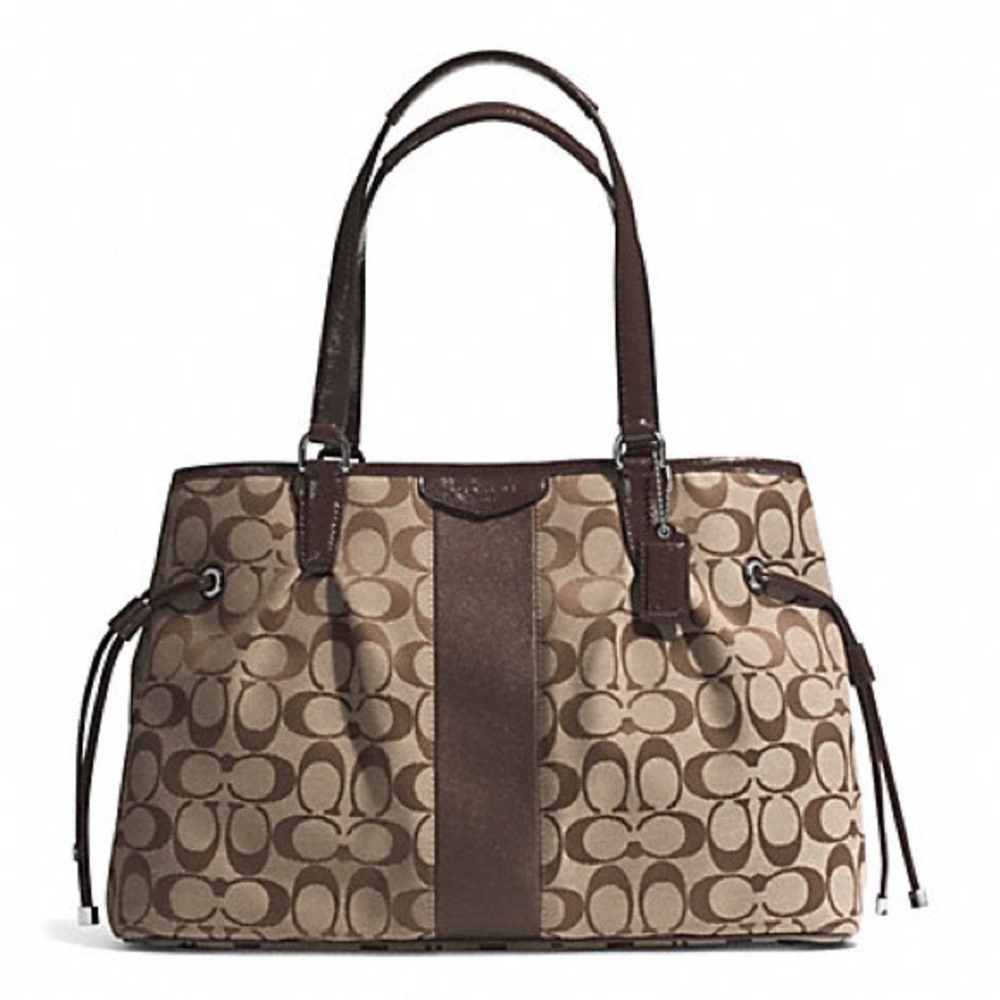Signature Stripe Coach Handbag + Dust Bag